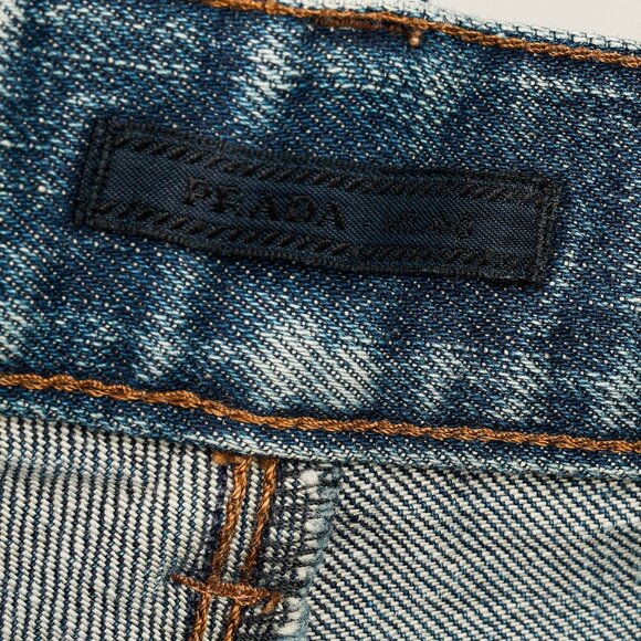 Prada Medium-Blue Distressed Tapered-Fit Jeans - Picture 11 of 16